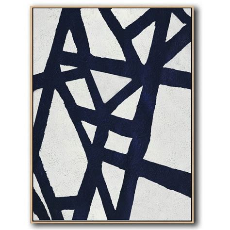 Large Canvas Art On Canvasbuy Hand Painted Navy Blue Abstract Painting