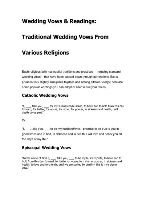 Traditional Wedding Vows Catholic Church Wedding Vows