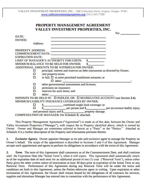14 Property Management Agreement Templates Pdf Word