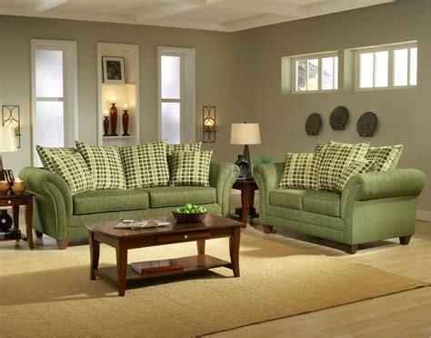 Light Forest Green Fabric Modern Living Room Sofa And Loveseat Set