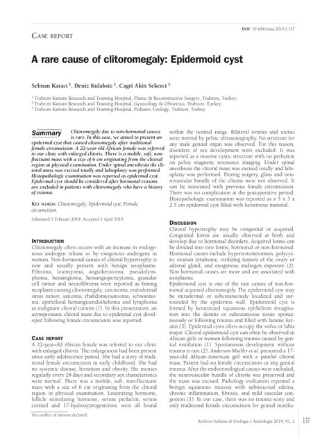 Pdf A Rare Cause Of Clitoromegaly Epidermoid Cyst