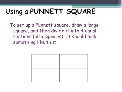 Set up the punnet square with one parent on each side. Genetics introduction