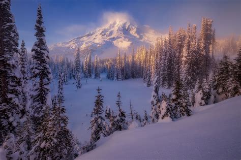 Photo Mount Rainier National Park Winter Lake Free Pictures On Fonwall