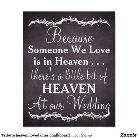 Tribute Heaven Loved Ones Chalkboard Wedding Sign