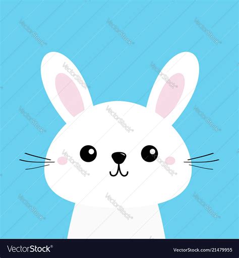 White Bunny Rabbit Cute Kawaii Cartoon Character Vector Image