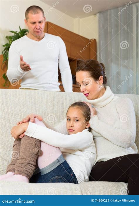Parents Scolding Daughter At Home Stock Image Image Of Sadness