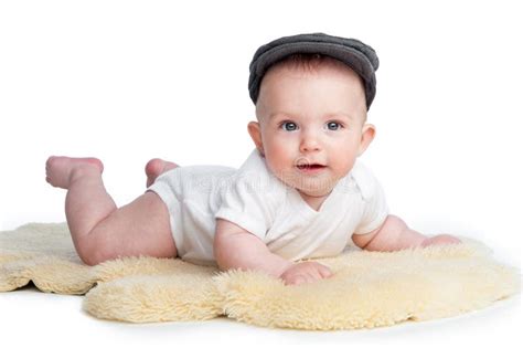Happy Baby Wearing Flat Cap Stock Image Image Of Toddler Beautiful
