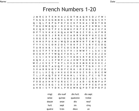 Number Word Search Free Printable