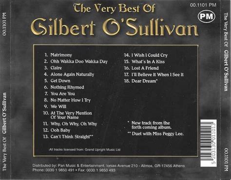 Very Best Of Gilbert Osullivan Pan Gilbert Osullivan Cd Album Muziek