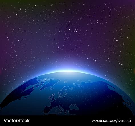 Earth At Night Among Starry Sky Royalty Free Vector Image