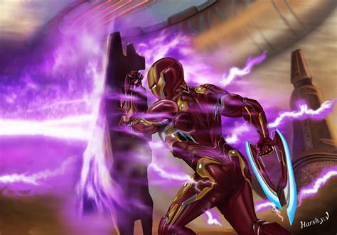Artstation Iron Man Facing Power Stone Attack