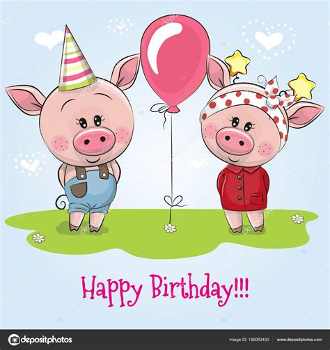 Greeting Birthday Card With Cute Pigs — Stock Vector © Reginast777