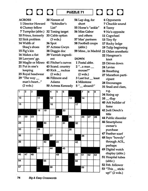 Easy Printable Crossword Puzzles For Seniors Crossword