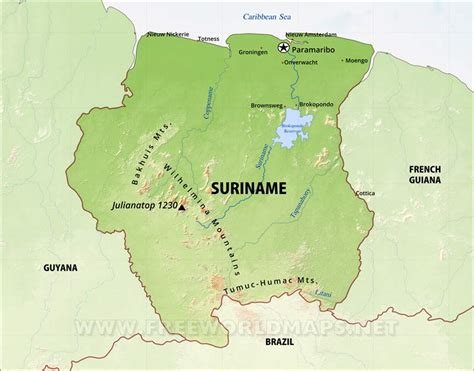 Suriname Physical Map