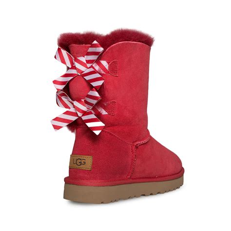 Ugg Bailey Bow Ii Diagonal Stripes Poppy Red Boots Womens Mycozyboots