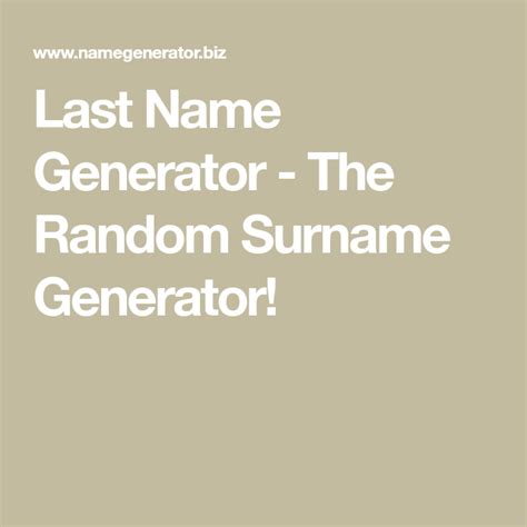 Last Name Generator The Random Surname Generator Surname Generator