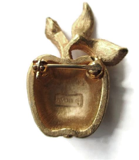 Vintage 1974 Signed Avon Gilded Apple Brushed Goldton Gem