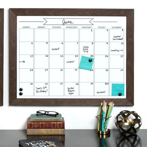 Dry Erase Calendar Framed Monthly Write On Calendar Magnetic Wall