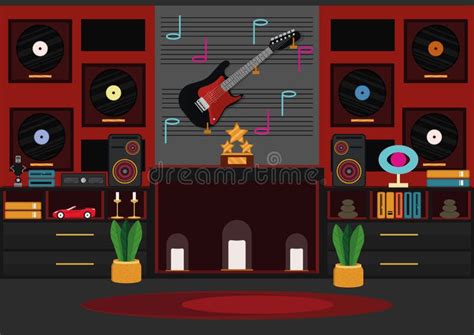 Modern Design Of The Living Room Room Of The Rock Star Stock Vector