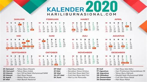 Login Kalender 2020 Update Jadwal Hari Libur Nasional Dan Cuti Bersama