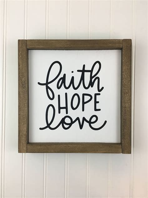 Faith Hope Love hand lettered framed sign | Etsy | Faith hope love, Faith hope, Hope love
