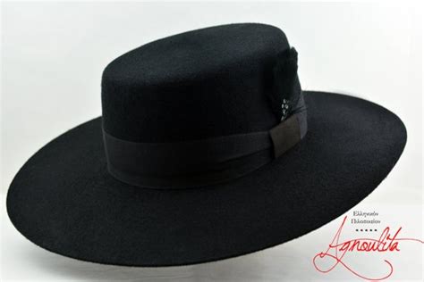Bolero Hat The Dress Black Wool Felt Flat Crown Wide Brim Etsy