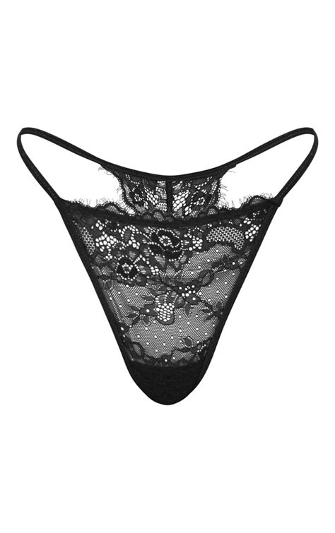 Black Lace Thong Lingerie Prettylittlething Ca