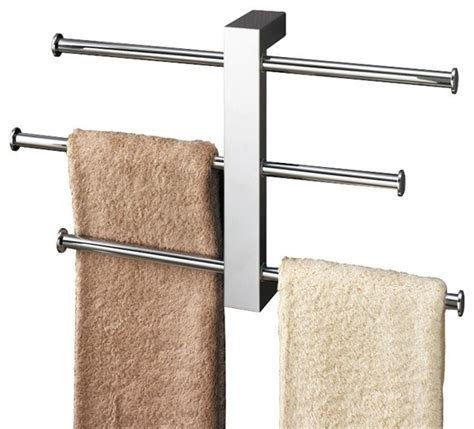 Correctly hanging your bathroom towels on hooks and racks will also prevent the development of unpleasant odors and mildew. Polished Chrome Towel Rack With 3 Sliding Rails ...