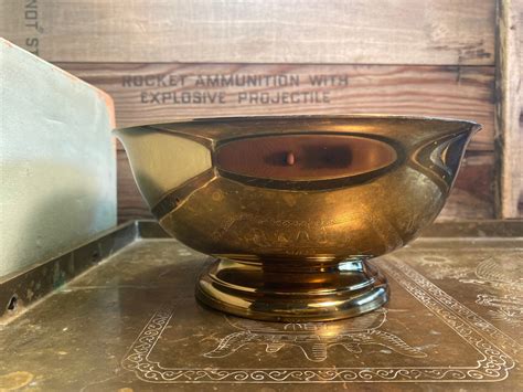 Brass Lacquered Baldwin Bowl On Pedestal Etsy