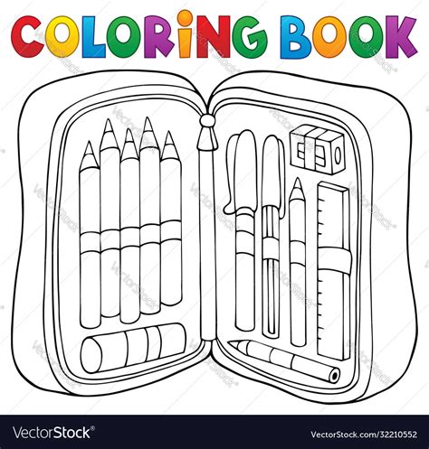 Coloring Book Pencil Case Theme 1 Royalty Free Vector Image