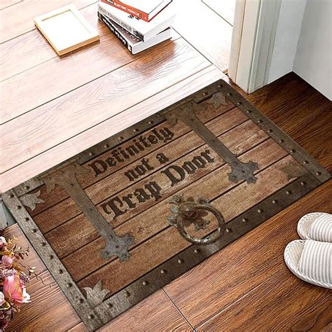 Definitely Not A Trap Door Doormat Funny Doormat Custom Etsy Door Mat Funny Doormats