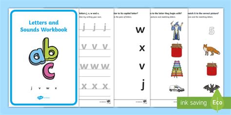 Letters And Sounds Workbook J V W X Twinkl