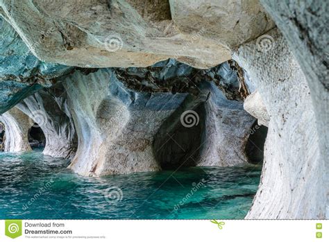 Marble Caves Of Lake General Carrera Chile Stock Image Image Of