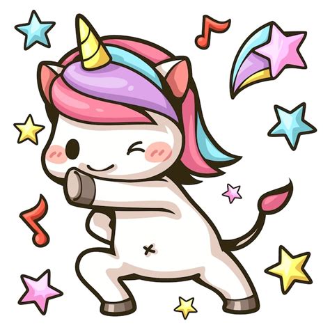 Premium Vector Cute Unicorn Dancing Cartoon Color Image