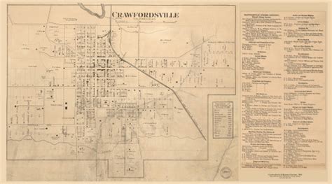Crawfordsville Village With Business Directory Union Indiana 1864 Old