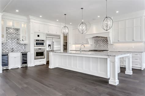 White Kitchen Inspiration Oversized Island White Cabinets Wood