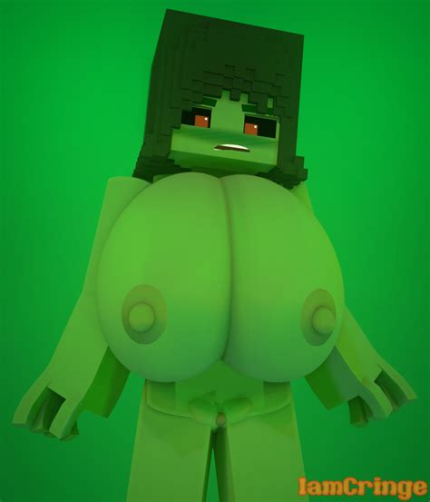 Rule 34 3d Big Breasts Female Green Hair Green Skin Iamcringe Artist Minecraft Monster