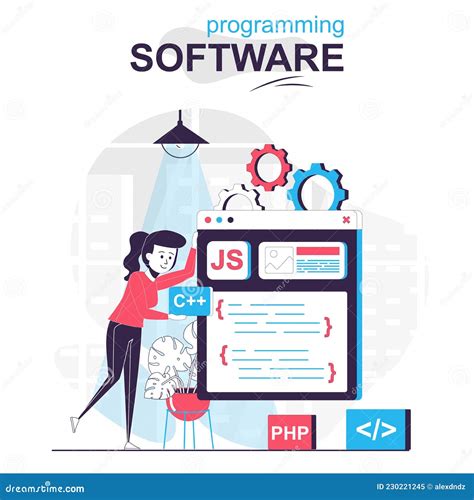 Programming Software Isolated Cartoon Concept Stock Vector