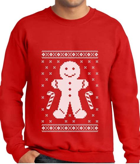 Gingerbread Man Ugly Christmas Cookie Sweater Style Funny Sweatshirt Xx Large Red