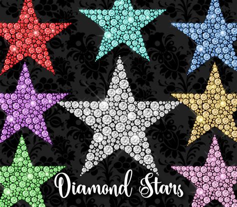 Diamond Stars Clipart By Digital Curio Thehungryjpeg