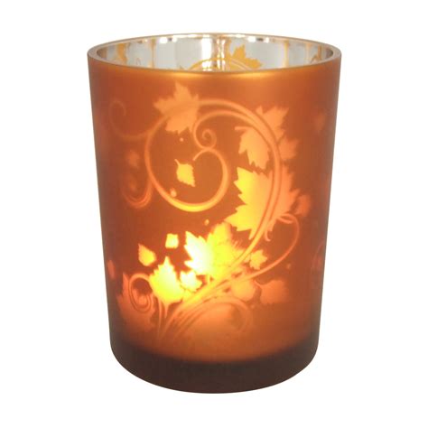 9oz Decorative Laser Cut Orange Frosted Glass Candle Holders And Unique