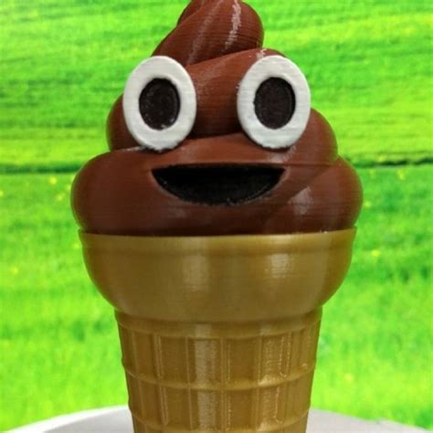 3d Printable Ice Cream Emoji Or Poop On A Cone By Mark Fuller