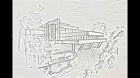Sketching For Beginners Fallingwater Frank Lloyd Wright Youtube