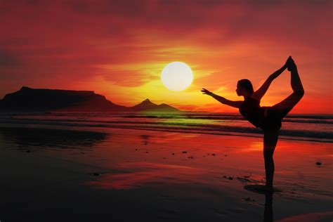 Yoga Mujer Sunset Beach Stock De Foto Gratis Public Domain Pictures