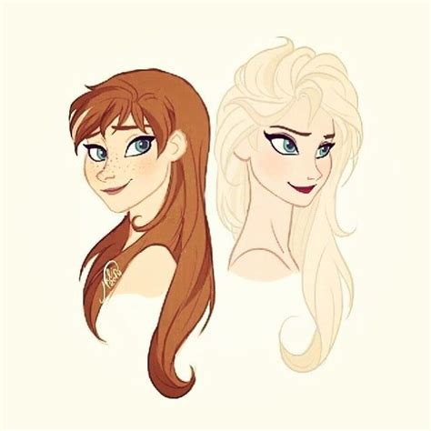 Anna And Elsa With Their Hair Down Disney Fan Art Disney Art