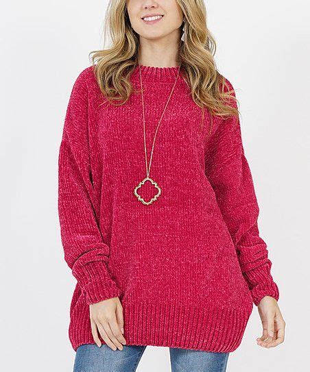 Magenta Crewneck Velvet Oversize Sweater Women Sweaters For Women