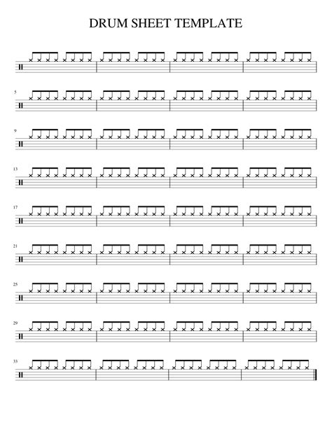 Blank Drum Sheet Template Sheet Music For Percussion Download Free In