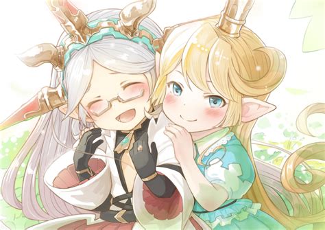 2girls Blonde Hair Blue Eyes Blush Charlotta Granblue Fantasy Crown