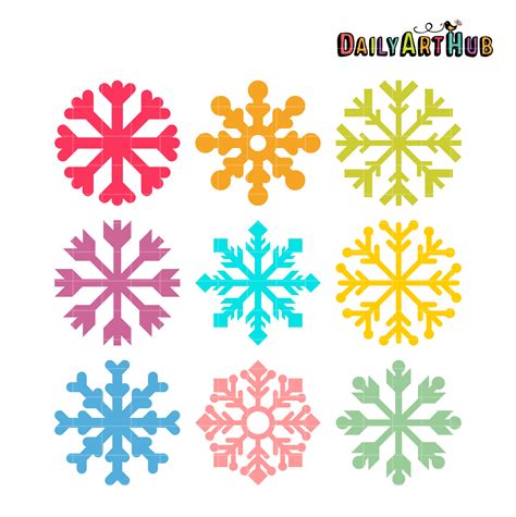 Simple Snowflake Clip Art Set Daily Art Hub Free Clip Art Everyday