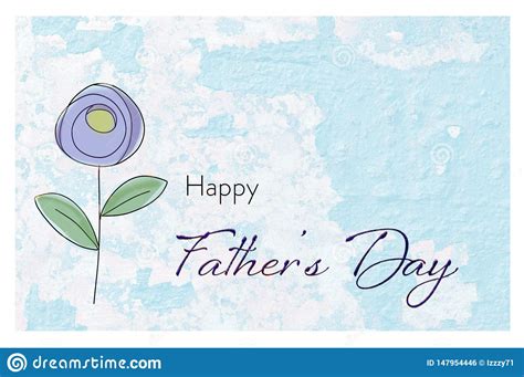Happy Fathers Day Card With Flower Illustration Stock Illustration